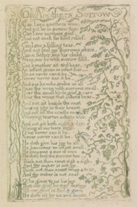 On Anothers Sorrow, plate 7 fra Songs of Innocence, 1789 (håndfarget relieff etsing med akvarell) av William Blake